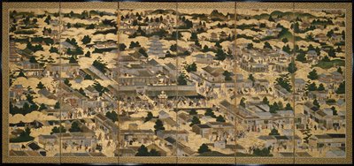 Vedute di Kyoto e dintorni (Rakuchu rakugai zu), 1616-24 circa (inchiostro, colore e foglia d