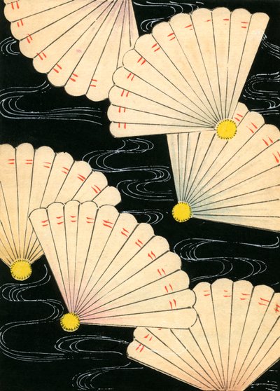 Ventagli bianchi su sfondo nero da Japanese School