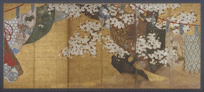 Paravento e ciliegio, schermo da Japanese School