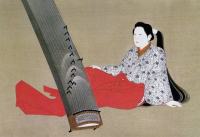 Donna che Suona il Koto, riprodotto nella rivista The Kokka, c.1896-97 da Japanese School