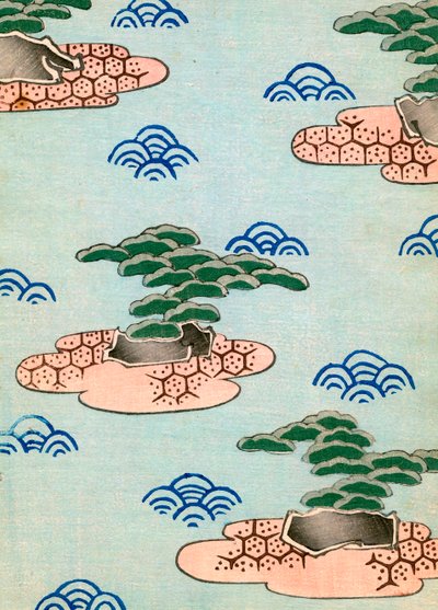 Stampa su legno di alberi su isole da Japanese School