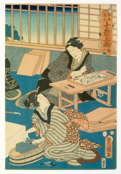Produzione di xilografie da Japanese School