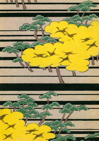 Alberi gialli e verdi con gru da Japanese School
