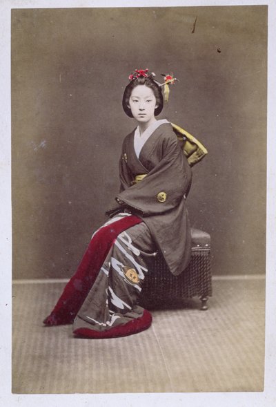 Giovane Ragazza in Kimono, c.1860-70 da Japanese School