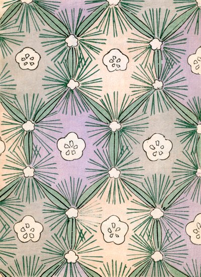 Stampa a colori di aghi di pino e fiori da Japanese School