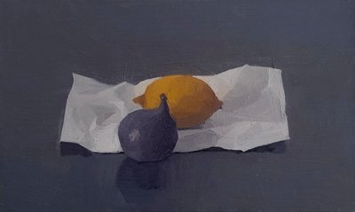 Fico e limone, 2016 (olio su legno di tiglio) da Jason Line