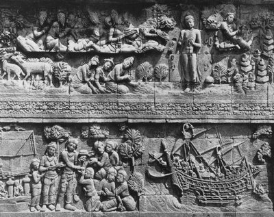 Rilievo del Bodhisattva che fa il bagno, Tempio di Borobudur da Javanese School