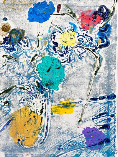 Fleur De Sel No. 09 Monotipo colorato blu, 2021 da Jay Batlle