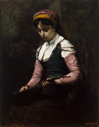 Ragazza con mandolino da Jean-Baptiste-Camille Corot