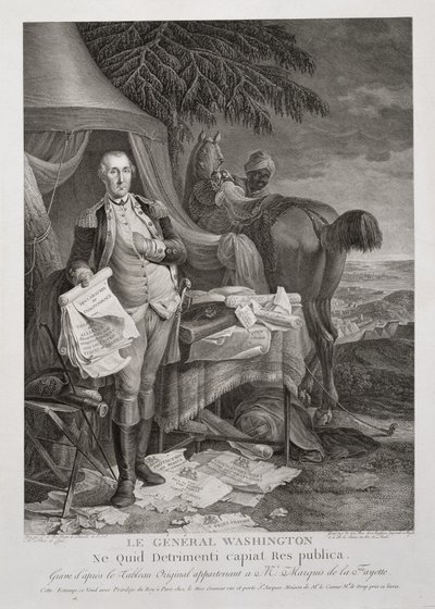 Generale Washington, Ne Quid Detrimenti capiat Res publica, inciso da Noël Le Mire (1724-1801), c. 1785 da Jean Baptiste (after) Le Paon