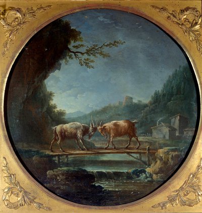 Entrambi i capretti. Illustrazione per la favola di Jean de La Fontaine da Jean Baptiste Claudot