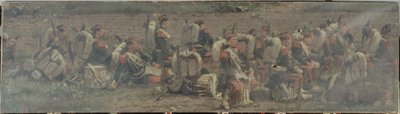 Scena Militare: i tamburi del 1° Reggimento dei Granatieri della Guardia (frammento del panorama di Rezonville) da Jean Baptiste Edouard Detaille
