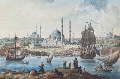 Yeni Camii e il porto di Istanbul da Jean Baptiste Hilair