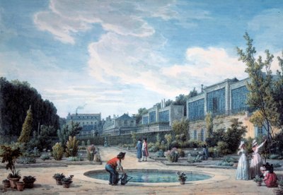 Veduta del Giardino del Re (attuale Giardino delle Piante). Litografia di Jean Baptiste Hilaire (1753-1822) 1794 Parigi, B.N. da Jean Baptiste Hilaire