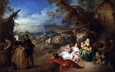 Truppe davanti alla taverna da Jean Baptiste Joseph Pater