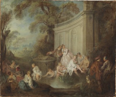 Una compagnia che si bagna in un parco da Jean Baptiste Joseph Pater