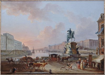 La Monnaie, il Pont Royal e il Louvre, visti dal terre-plein del Pont-Neuf, circa 1775 da Jean Baptiste Lallemand