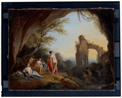 Ninfe e satiri in un paesaggio fluviale Diana e Atteone in un paesaggio con rovine da Jean Baptiste Lallemand