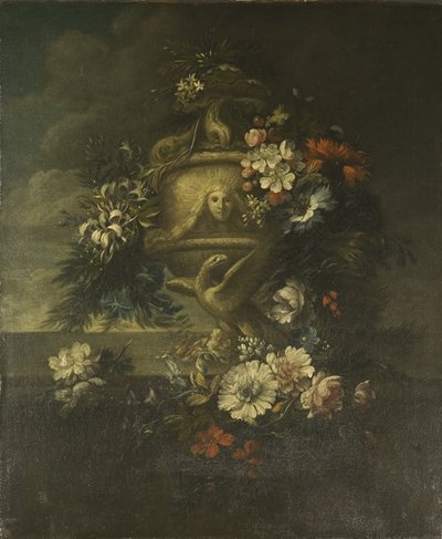 Fiori in un vaso scolpito da Jean Baptiste Monnoyer