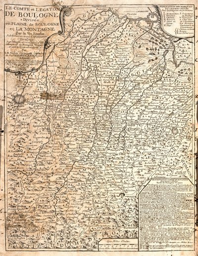 Mappa della Contea di Boulogne (Francia) da Jean Baptiste Nolin