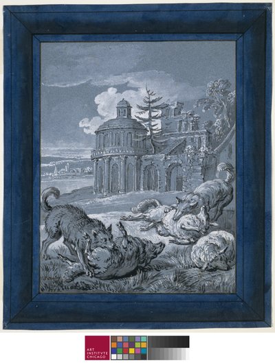 Lupi che attaccano pecore (Rein de Trop II) 1732 da Jean Baptiste Oudry