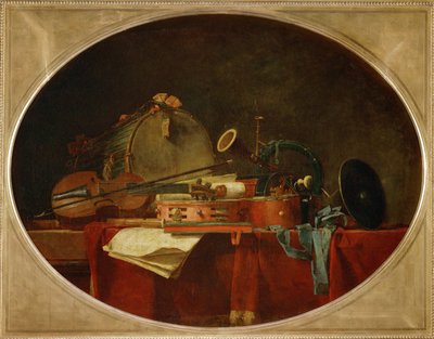 Gli attributi della musica civile - Gli attributi della musica civile, supraporte per il Chateau de Bellevue ... da Jean-Baptiste Simeon Chardin