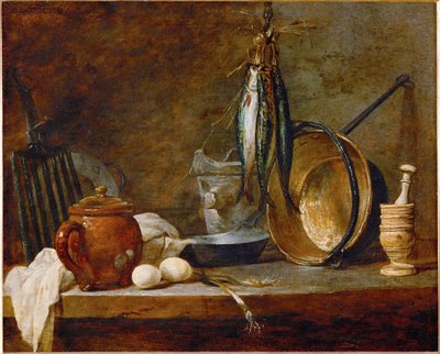 Menu magro e utensili da cucina ... da Jean-Baptiste Simeon Chardin