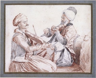 Due musicisti turchi con i violini da Jean-Étienne Liotard