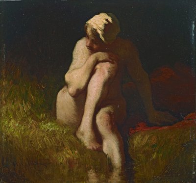 Contadina nuda seduta sulla riva di un ruscello da Jean-Francois Millet