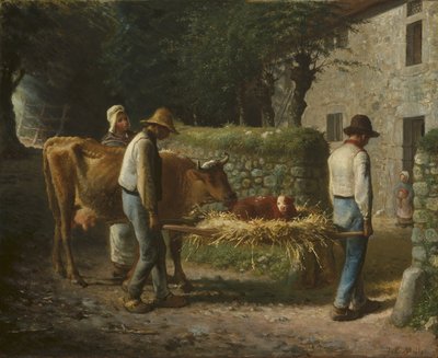 Contadini che portano a casa un vitello nato nei campi, 1864 da Jean Francois Millet