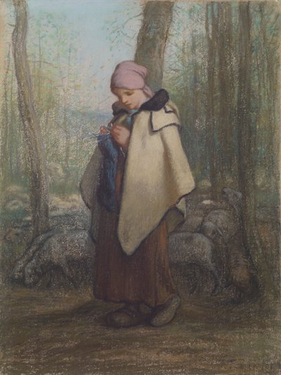 La pastorella che fa la maglia da Jean-Francois Millet
