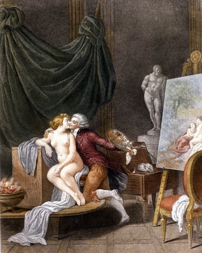 Schall: una scena galante tra il pittore e il suo modello. da Jean Frederic Schall