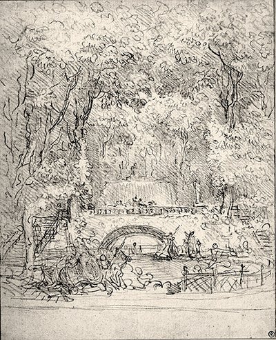 Cascata in un giardino da Jean Honore Fragonard