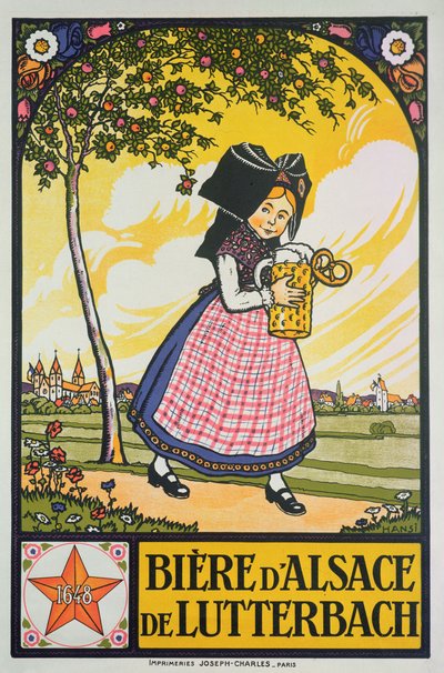 Poster pubblicitario per birra di Lutterbach, Alsazia da Jean Jacques Waltz
