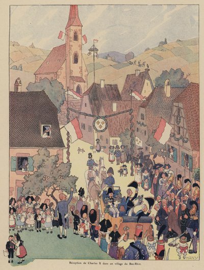 Accoglienza di Re Carlo X di Francia in un villaggio del Basso Reno, Alsazia da Jean Jacques Waltz