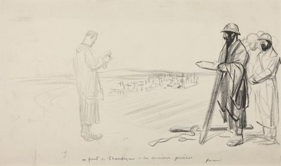 Al fronte dello Champagne - Le ultime preghiere, 1914-1919 circa (inchiostro nero su carta) da Jean-Louis & Caran D