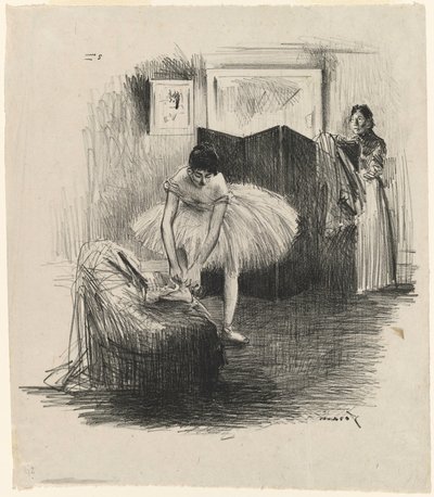 Danzatrice che allaccia la scarpetta da Jean-Louis Forain