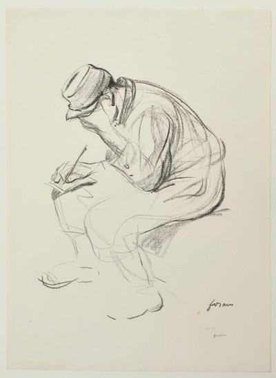 [Soldato seduto che scrive] da Jean-Louis Forain
