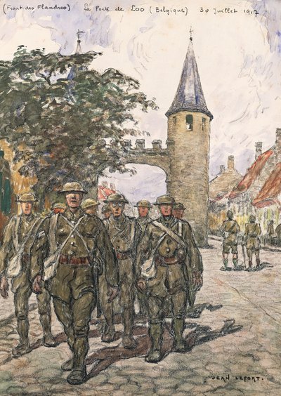 Fronte delle Fiandre, porta di Loo (Belgio), 30 luglio 1917 (acquerello su carta) da Jean-Louis Lefort