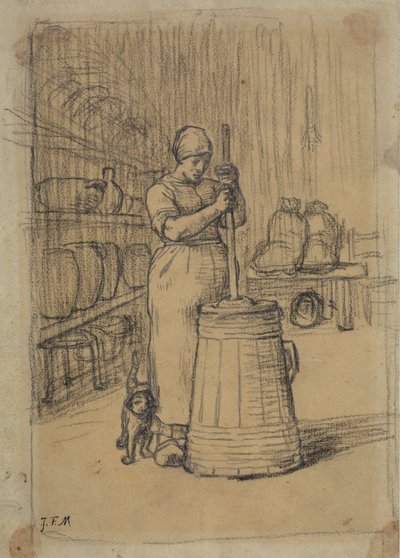 Studio per donna che fa il burro da Jean Francois Millet