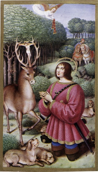 San Uberto - Miniatura di Jean Bourdichon, facsimile delle Ore di Anna di Bretagna da Jean (after) Bourdichon