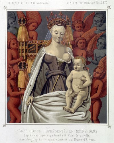 Agnese Sorel (1422-1450) (Dama di Beauté-sur-Marne) rappresentata in Notre Dame da Jean (after) Fouquet
