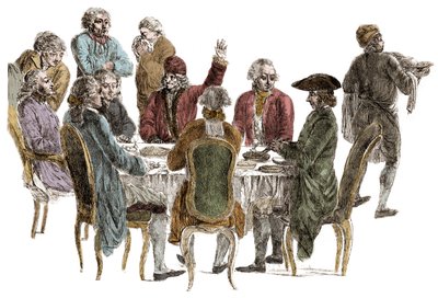 Le Dinner des philosophes - Voltaire da Jean (after) Huber