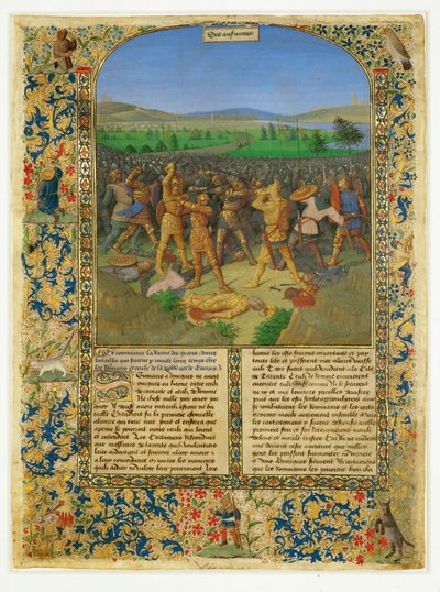 Battaglia tra Romani e Cartaginesi, probabilmente la battaglia di Cannae ... da Jean (style of) Fouquet