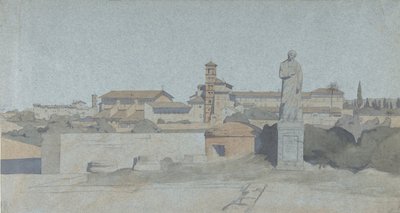 SS. Giovanni e Paolo, visti dalla Villa Mattei, Roma da Jean Achille Benouville