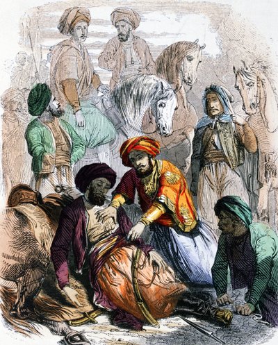 Ibrahim Pacha (1789-1848) benedice un soldato morente, durante la campagna contro i wahhabiti da Jean Adolphe Beauce