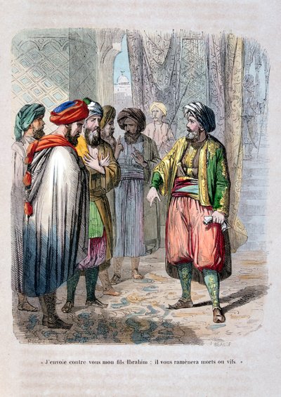 Muhammad Ali invia suo figlio Ibrahim Pasha a reprimere la rivolta saudita, 1811-1818, 1847 da Jean Adolphe Beauce