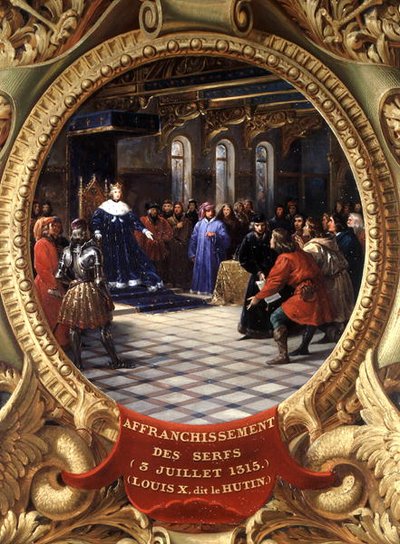 Luigi X il Testardo, Re di Navarra, che affranca i servi, 3 luglio 1315 da Jean Alaux