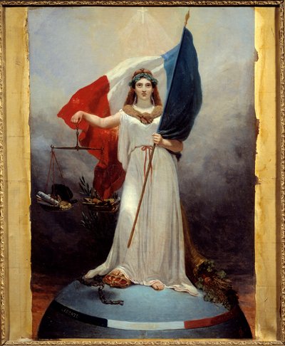 Figura simbolica della Repubblica. Allegoria che rappresenta la repubblica come una donna che indossa una corona d