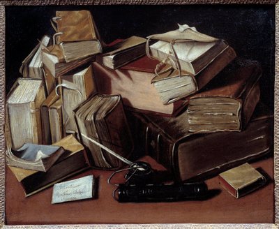 Natura morta con libri da Jean Andreas Biset